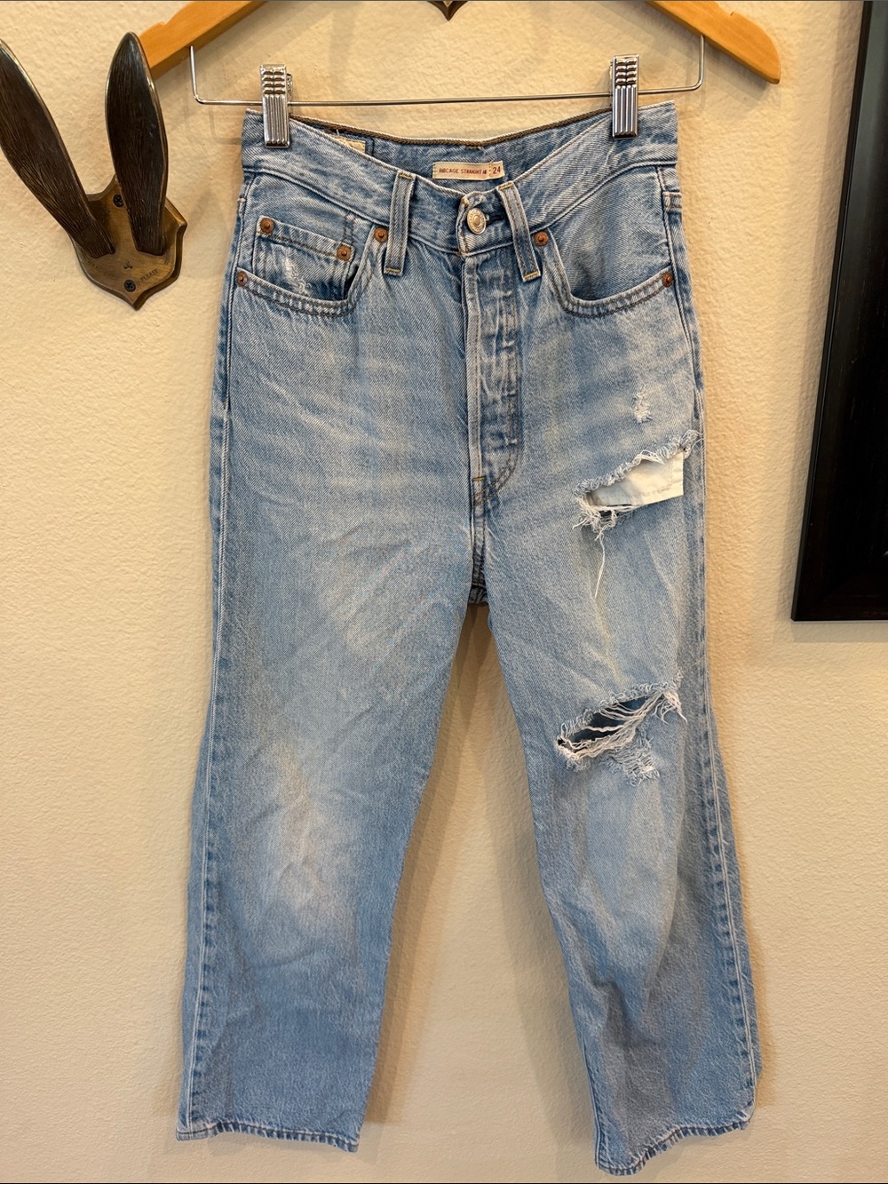 Levi's Light Wash Ripped Boyfriend Jeans